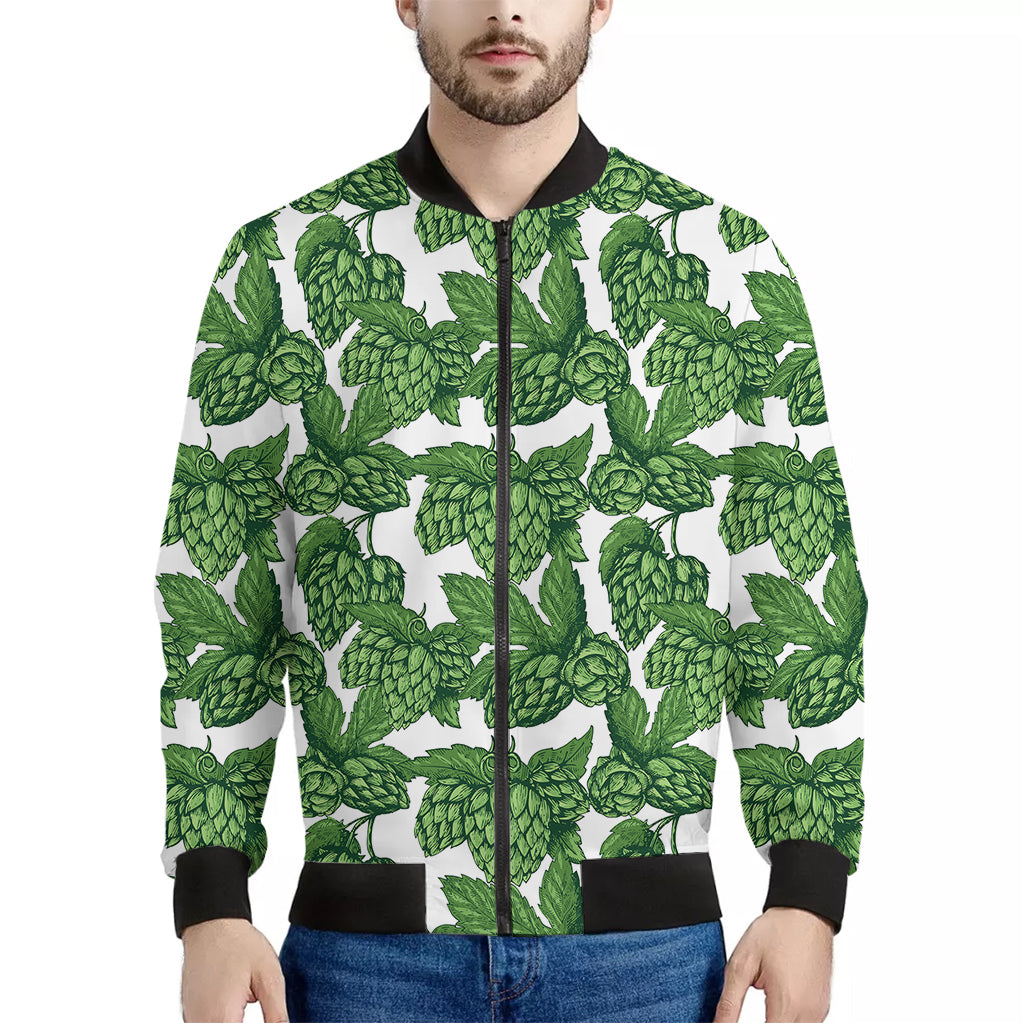 Vintage Hop Cone Pattern Print Men's Bomber Jacket