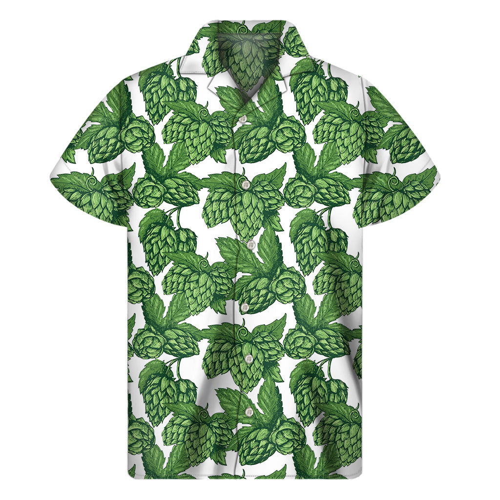 Vintage Hop Cone Pattern Print Men's Short Sleeve Shirt