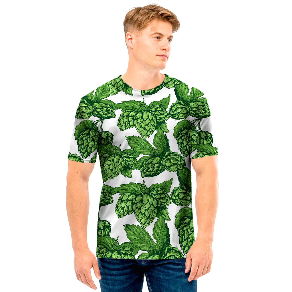 Vintage Hop Cone Pattern Print Men's T-Shirt