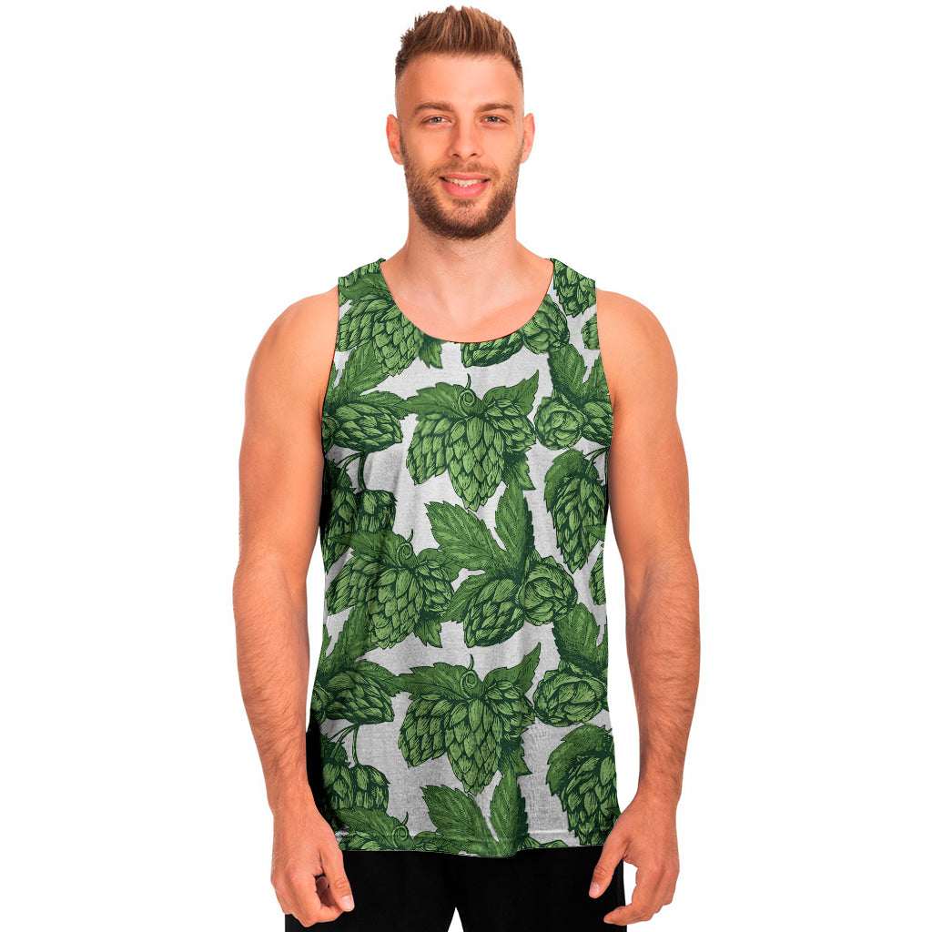 Vintage Hop Cone Pattern Print Men's Tank Top