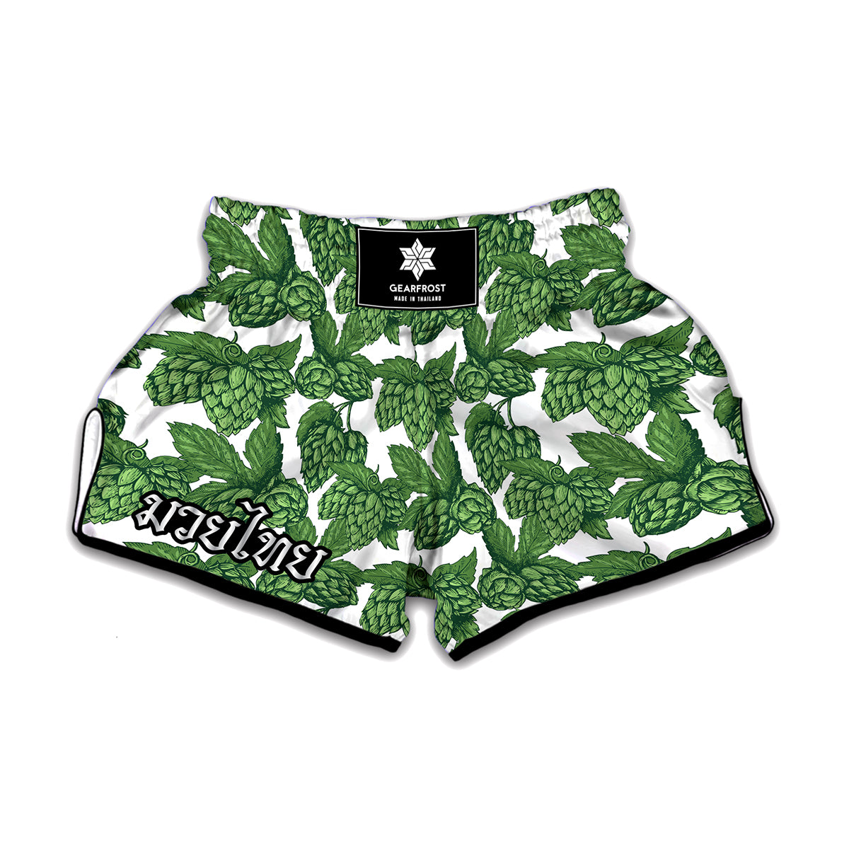 Vintage Hop Cone Pattern Print Muay Thai Boxing Shorts