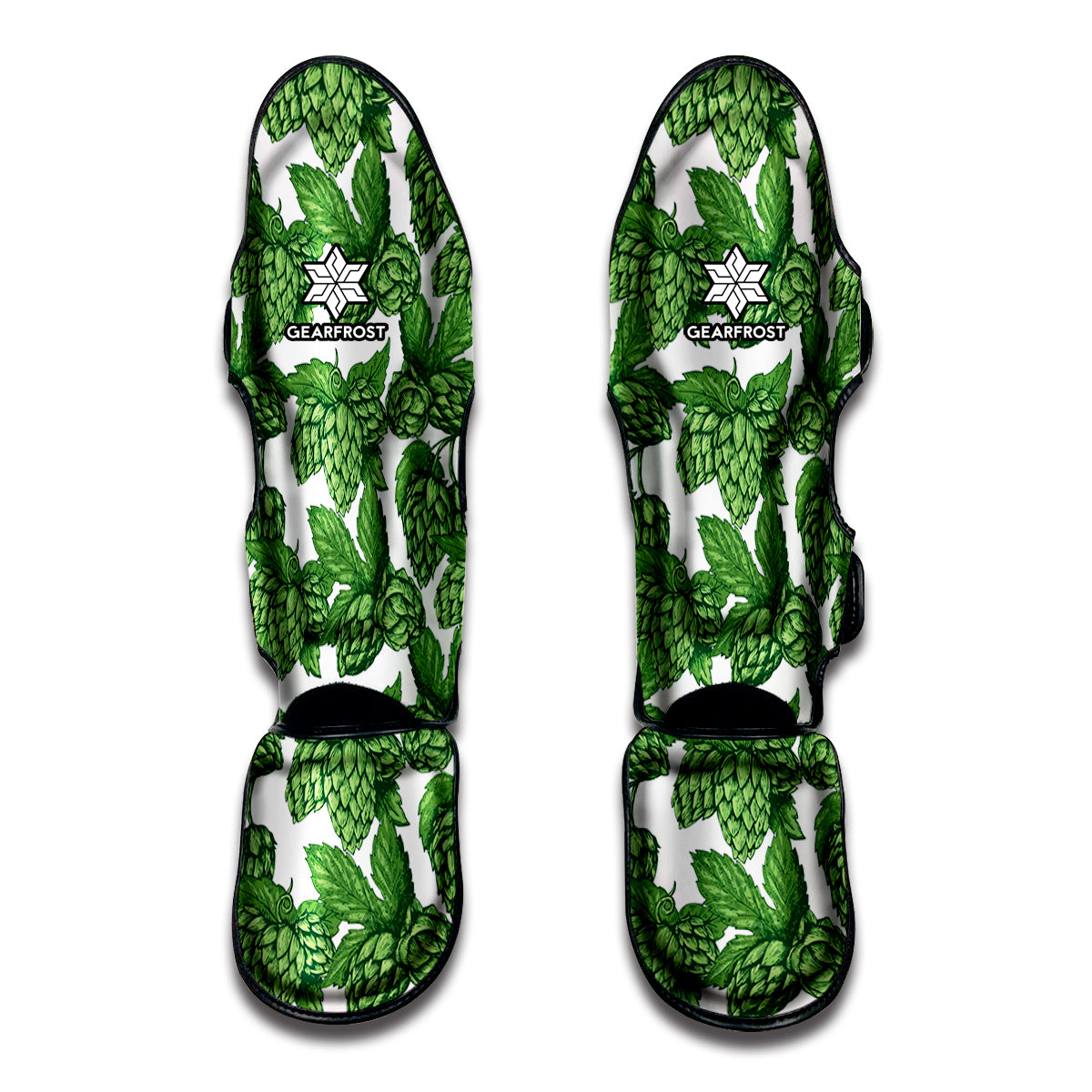 Vintage Hop Cone Pattern Print Muay Thai Shin Guards