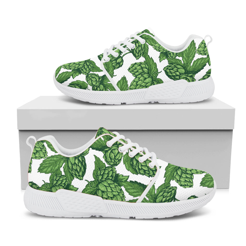 Vintage Hop Cone Pattern Print White Athletic Shoes