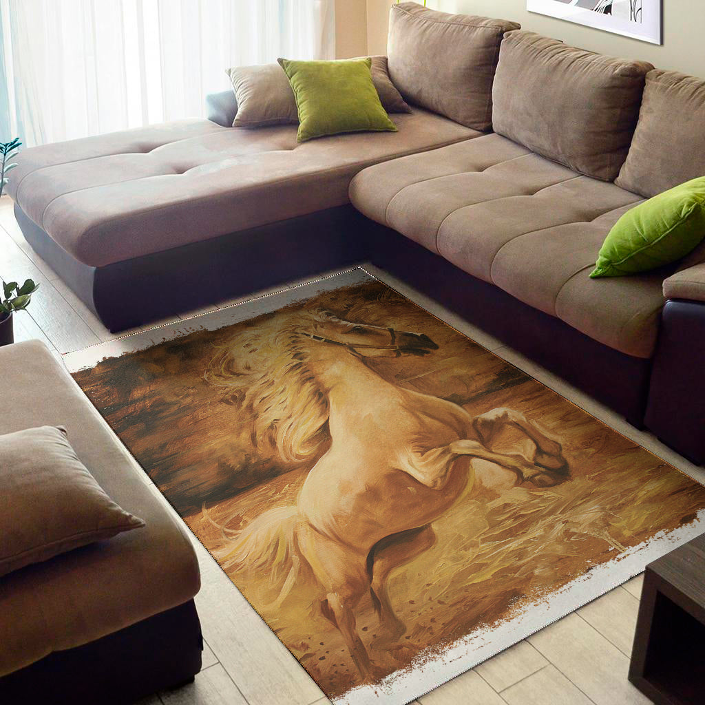 Vintage Horse Painting Print Area Rug