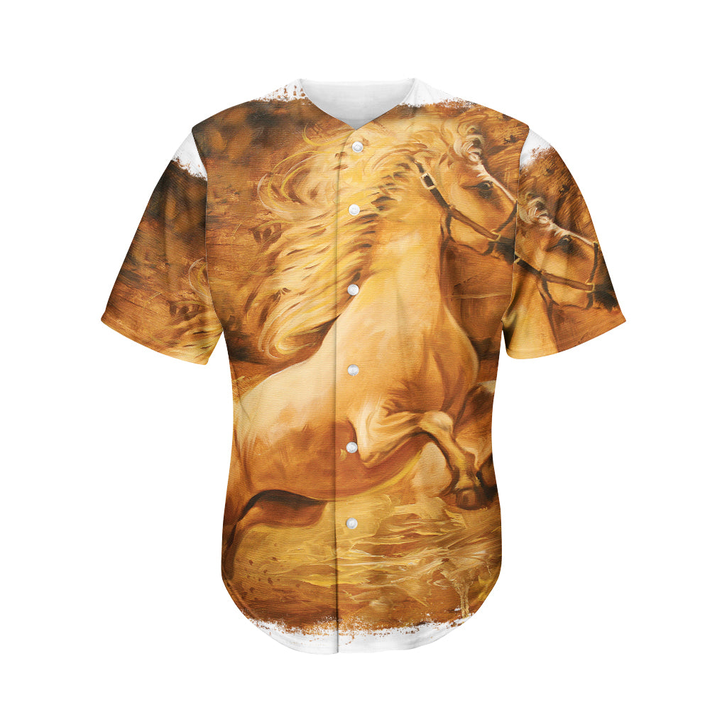 Vintage Horse Painting Print Men's Baseball Jersey