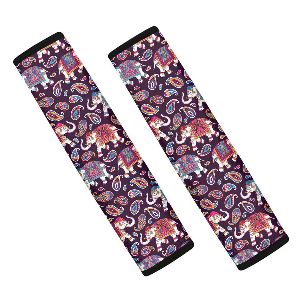 Vintage Indian Elephant Pattern Print Car Seat Belt Covers