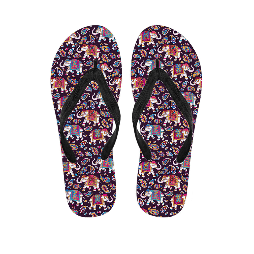 Vintage Indian Elephant Pattern Print Flip Flops