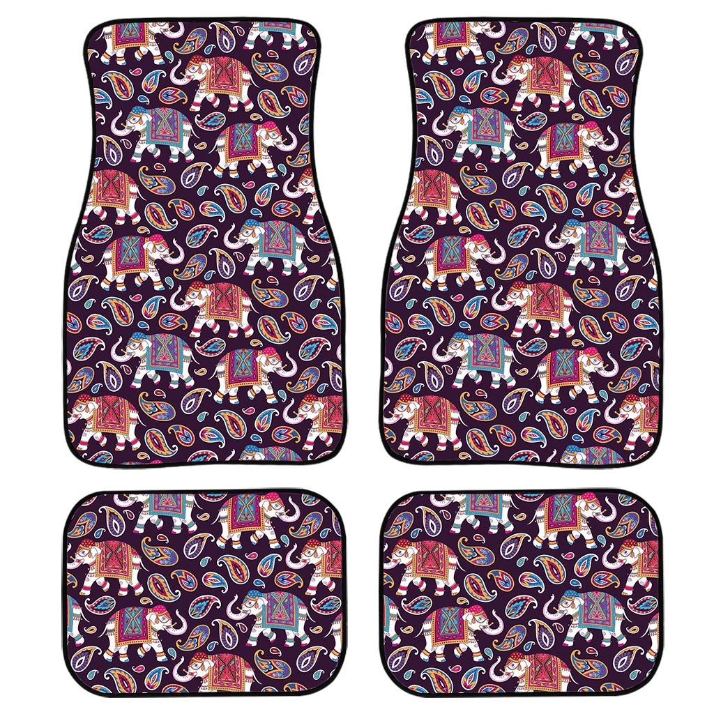 Vintage Indian Elephant Pattern Print Front and Back Car Floor Mats