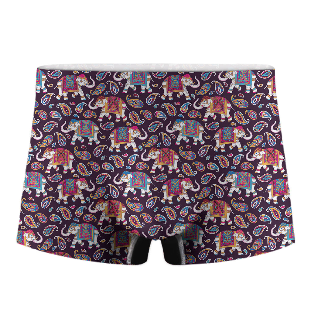 Vintage Indian Elephant Pattern Print Men's Boxer Briefs