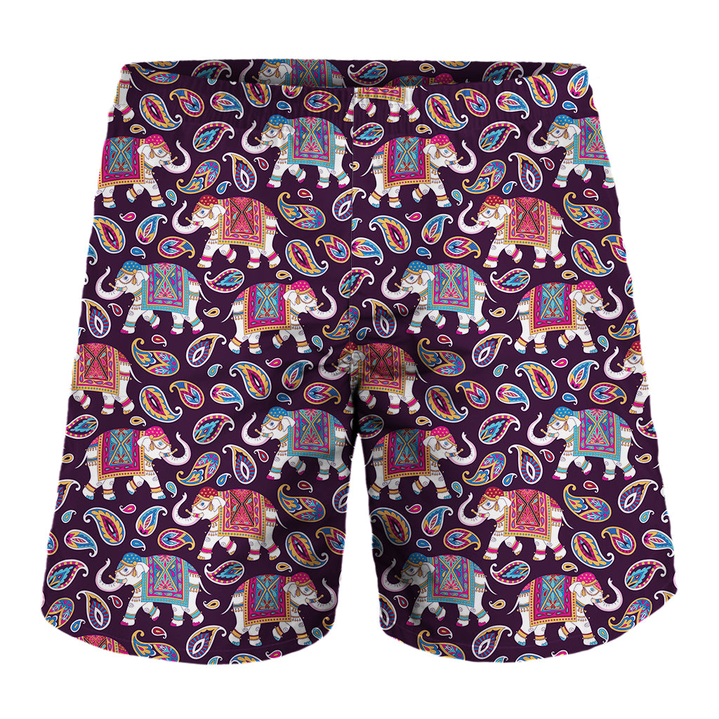 Vintage Indian Elephant Pattern Print Men's Shorts