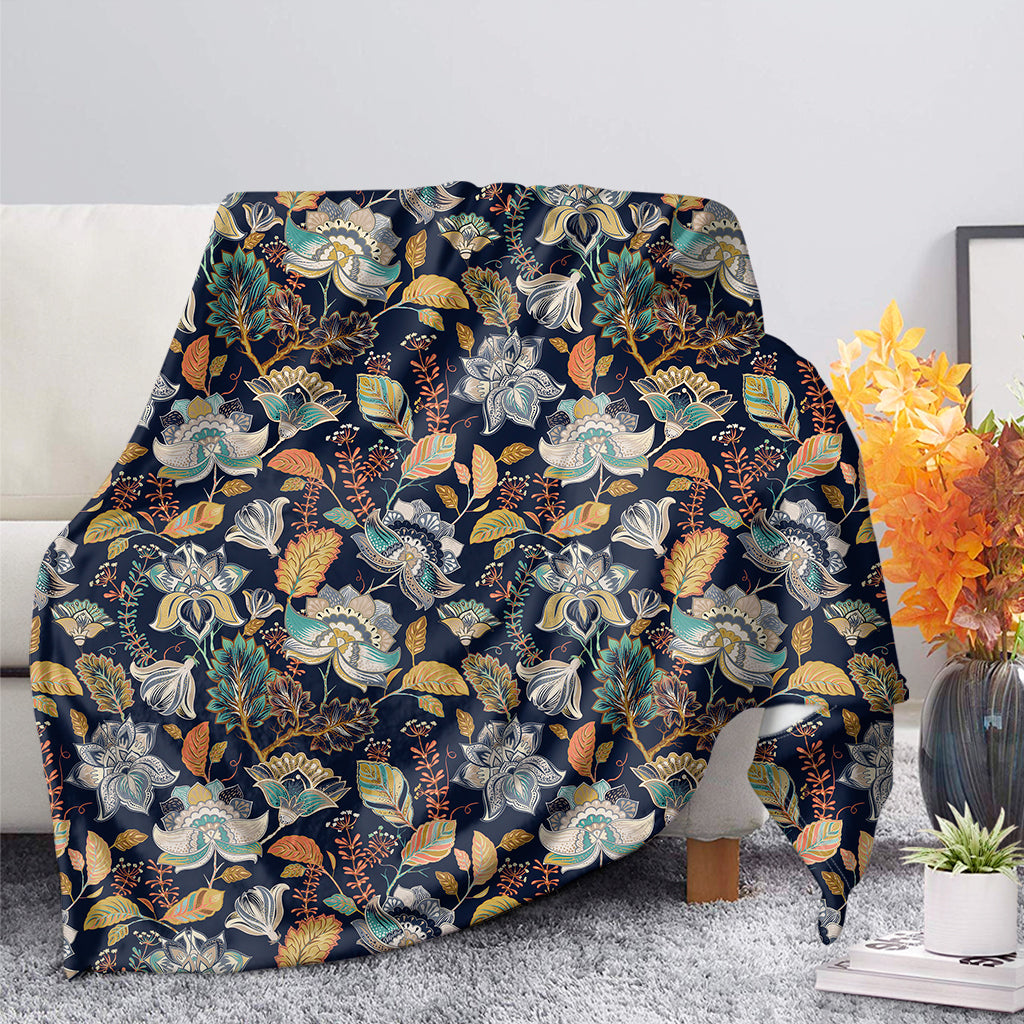 Vintage Indian Floral Pattern Print Blanket