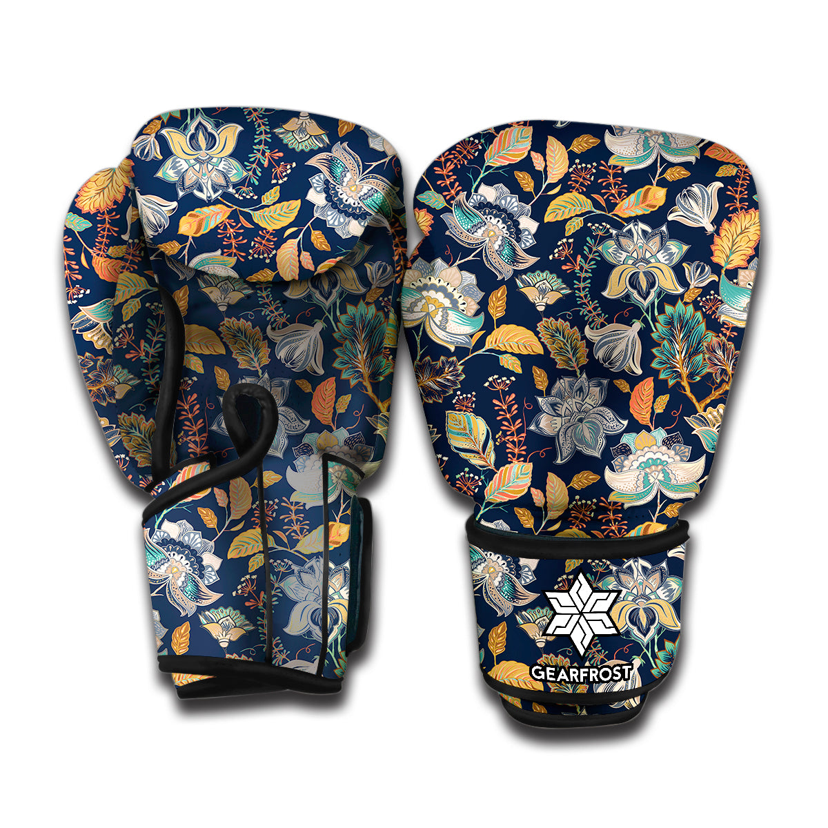 Vintage Indian Floral Pattern Print Boxing Gloves