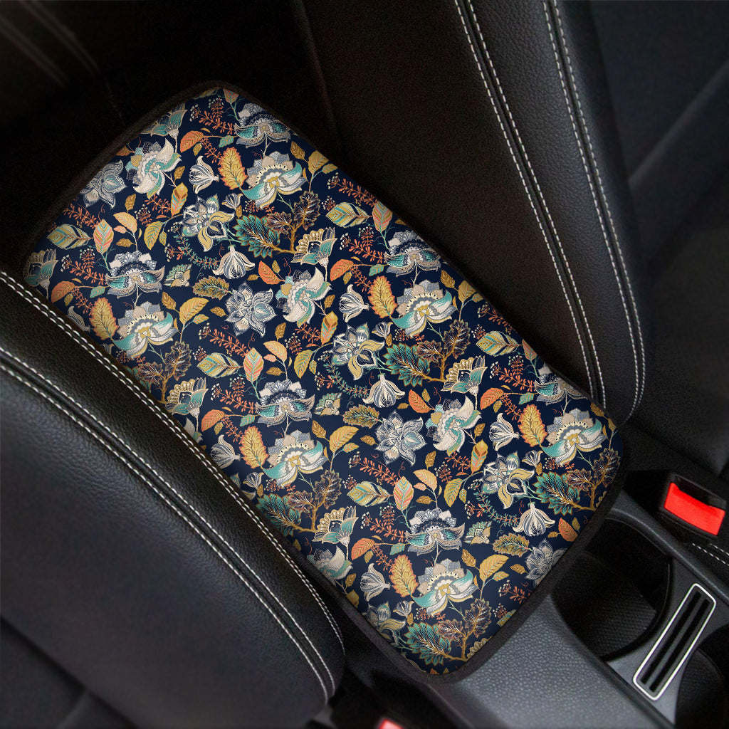 Vintage Indian Floral Pattern Print Car Center Console Cover