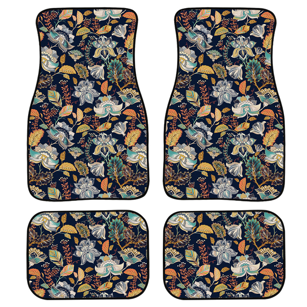 Vintage Indian Floral Pattern Print Front and Back Car Floor Mats