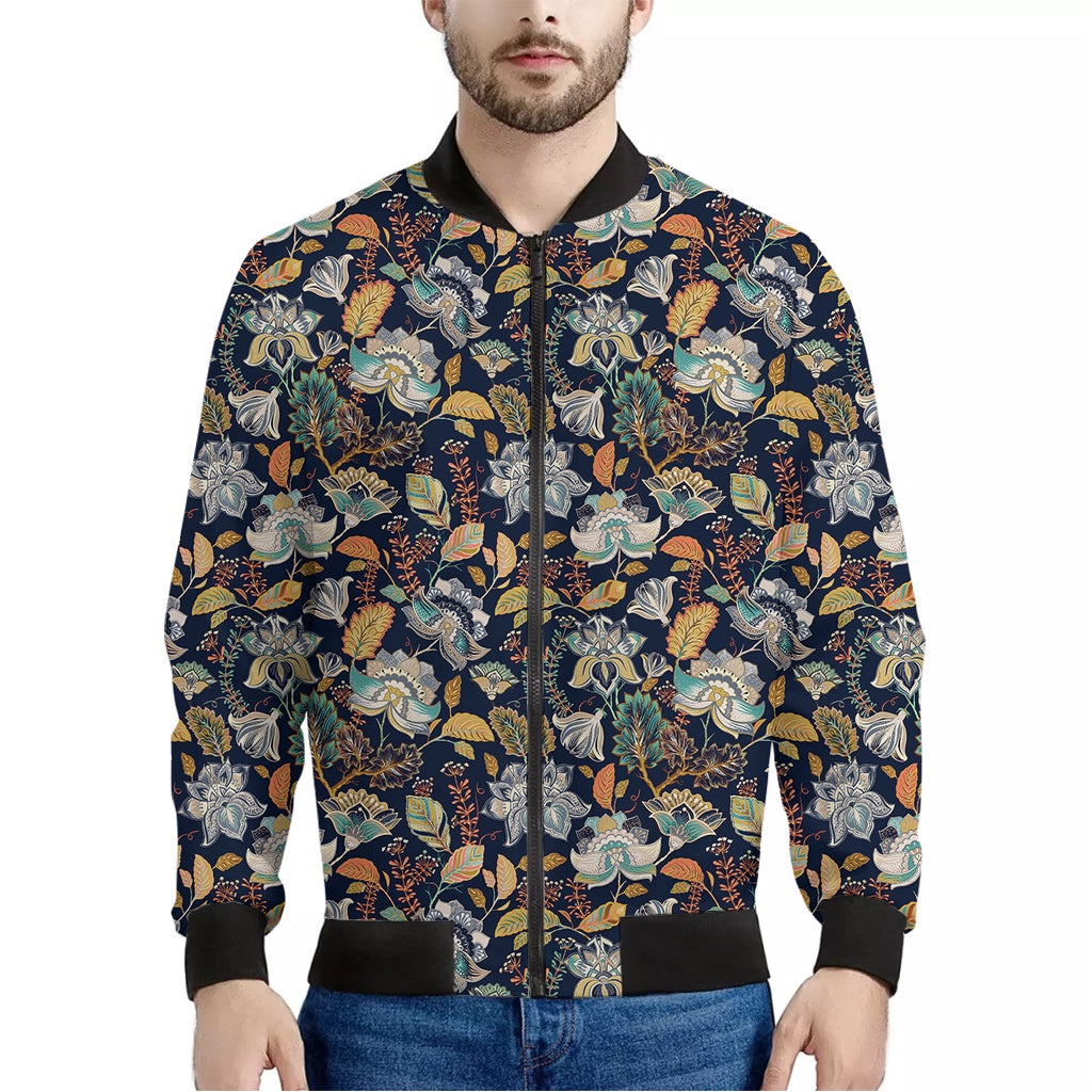 Vintage Indian Floral Pattern Print Men's Bomber Jacket