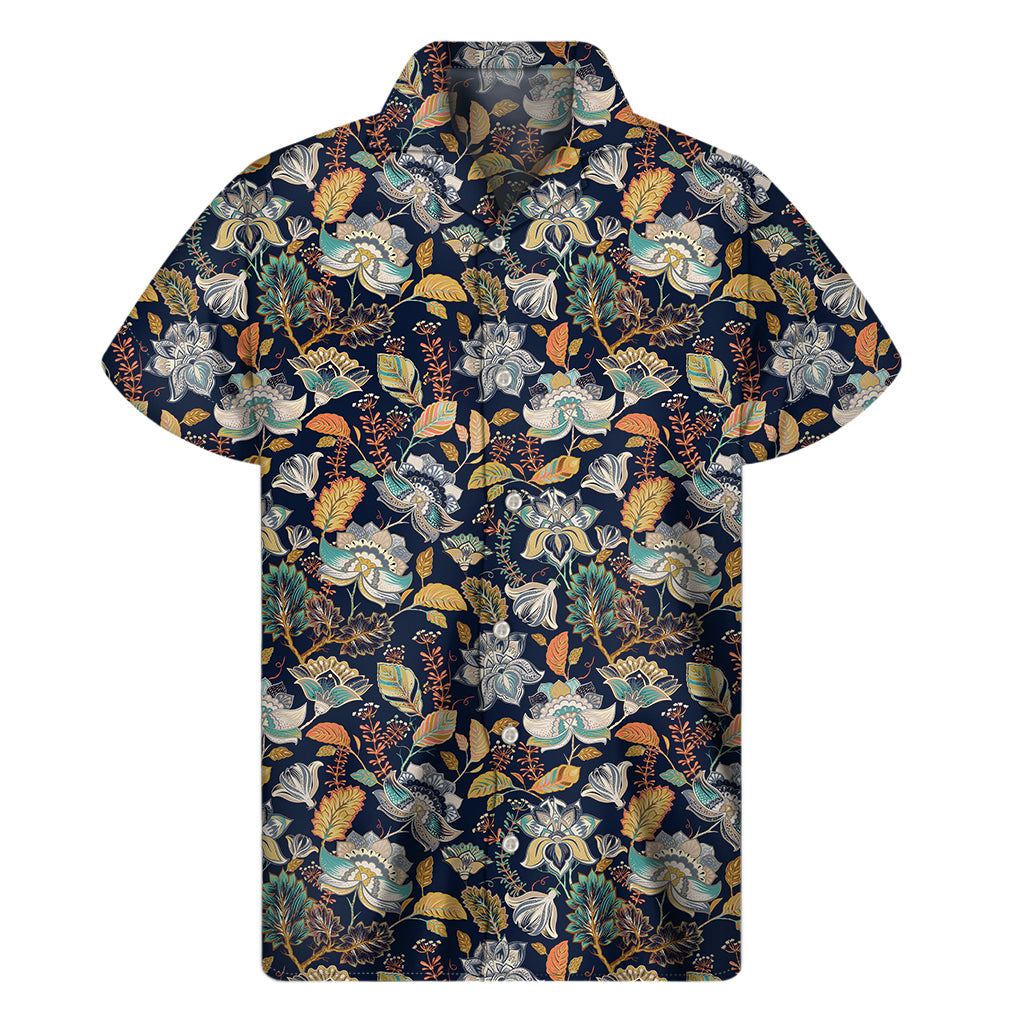 Vintage Indian Floral Pattern Print Men's Short Sleeve Shirt