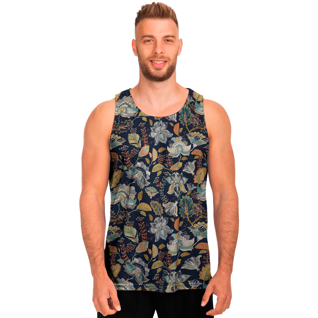 Vintage Indian Floral Pattern Print Men's Tank Top