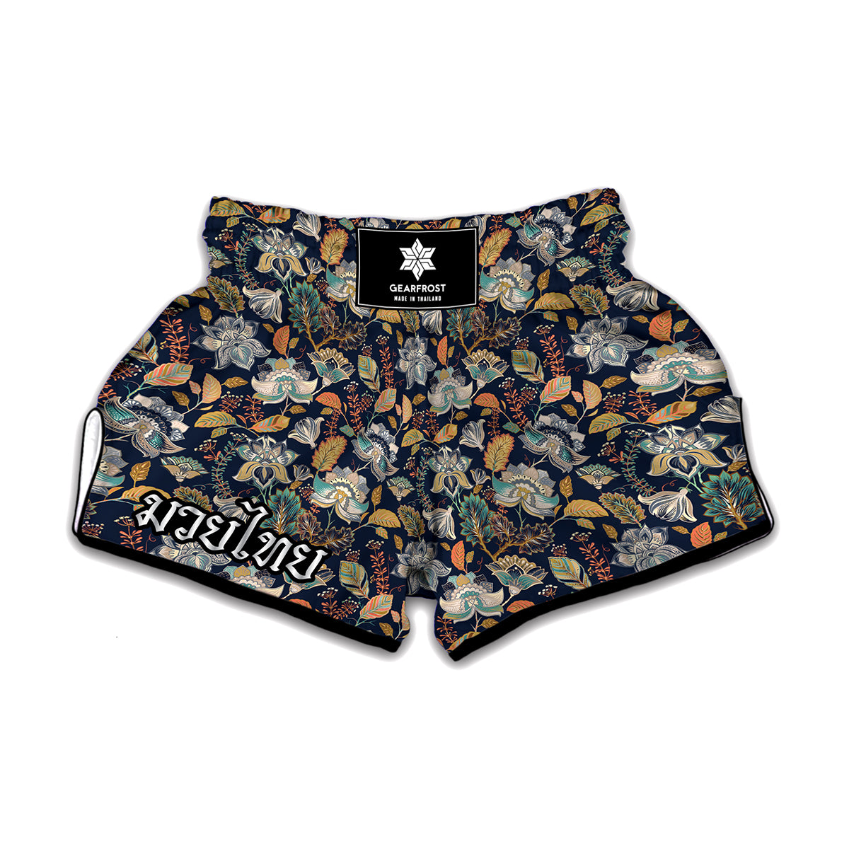 Vintage Indian Floral Pattern Print Muay Thai Boxing Shorts