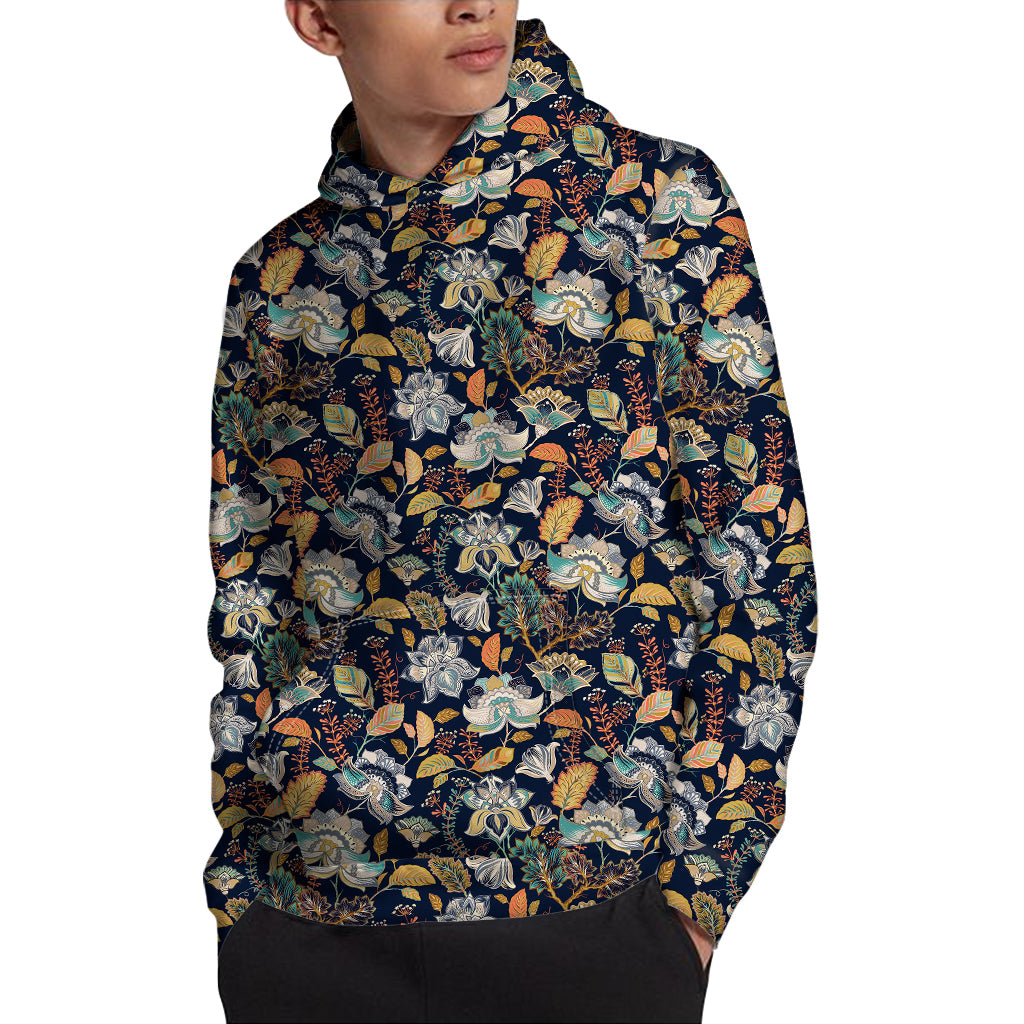 Vintage Indian Floral Pattern Print Pullover Hoodie