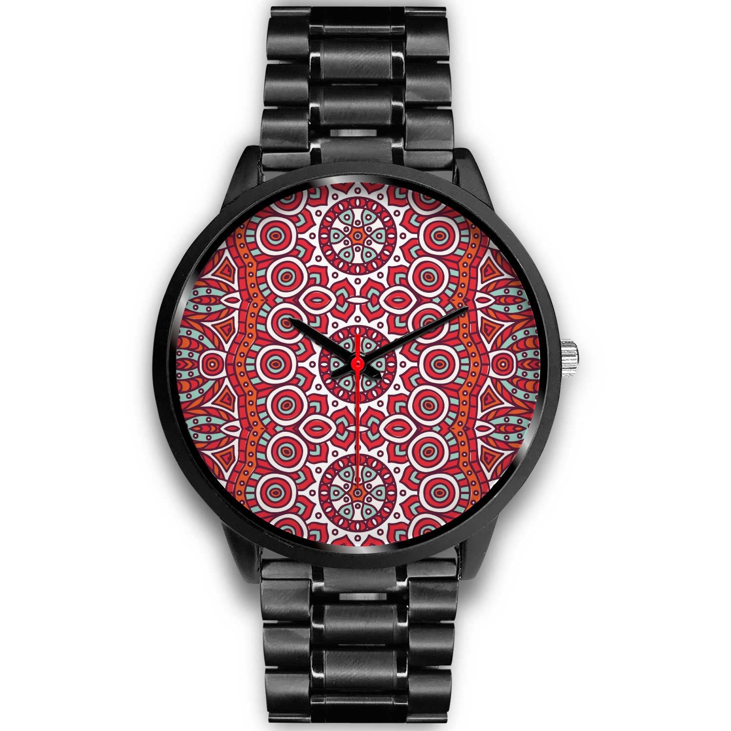 Vintage Indian Mandala Print Black Watch