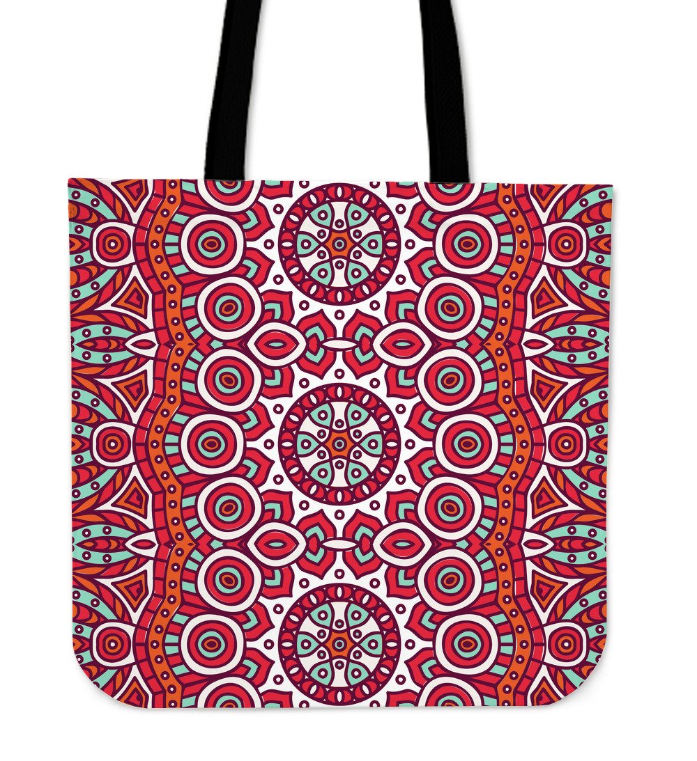 Vintage Indian Mandala Print Canvas Tote Bag