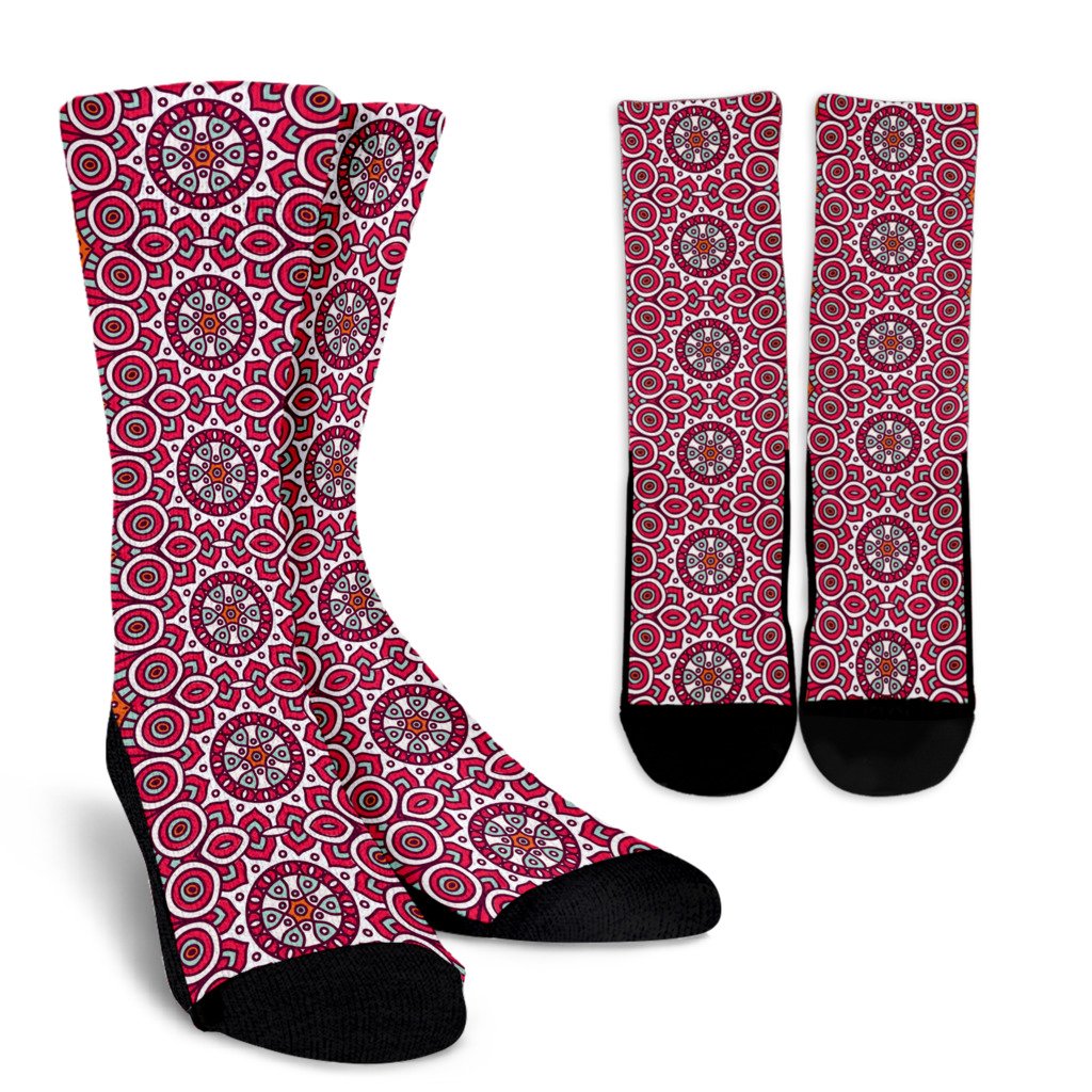 Vintage Indian Mandala Print Crew Socks