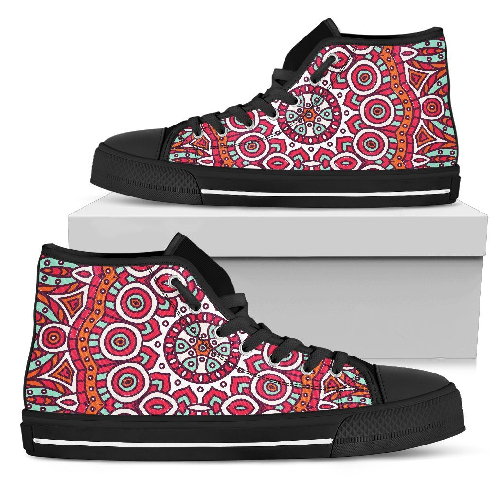 Vintage Indian Mandala Print Men's High Top Shoes