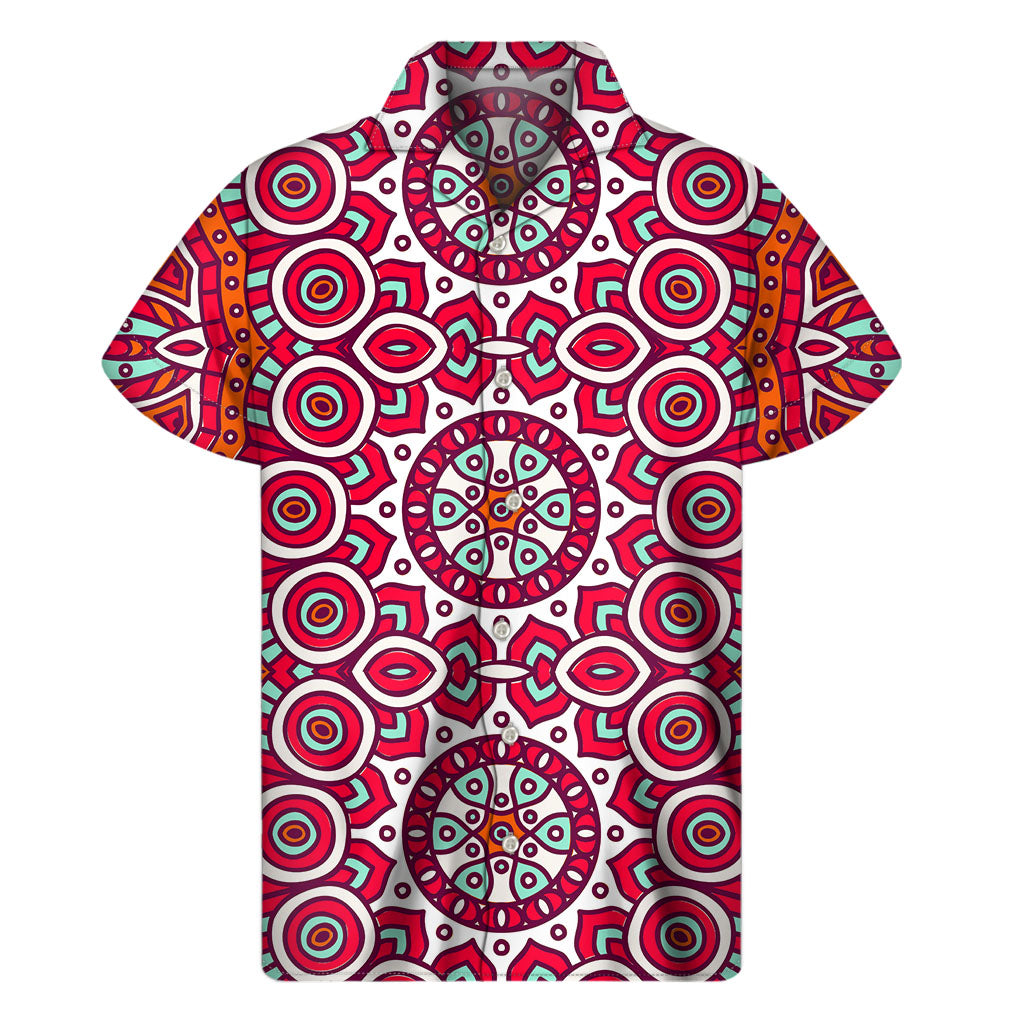 Vintage Indian Mandala Print Men's Short Sleeve Shirt