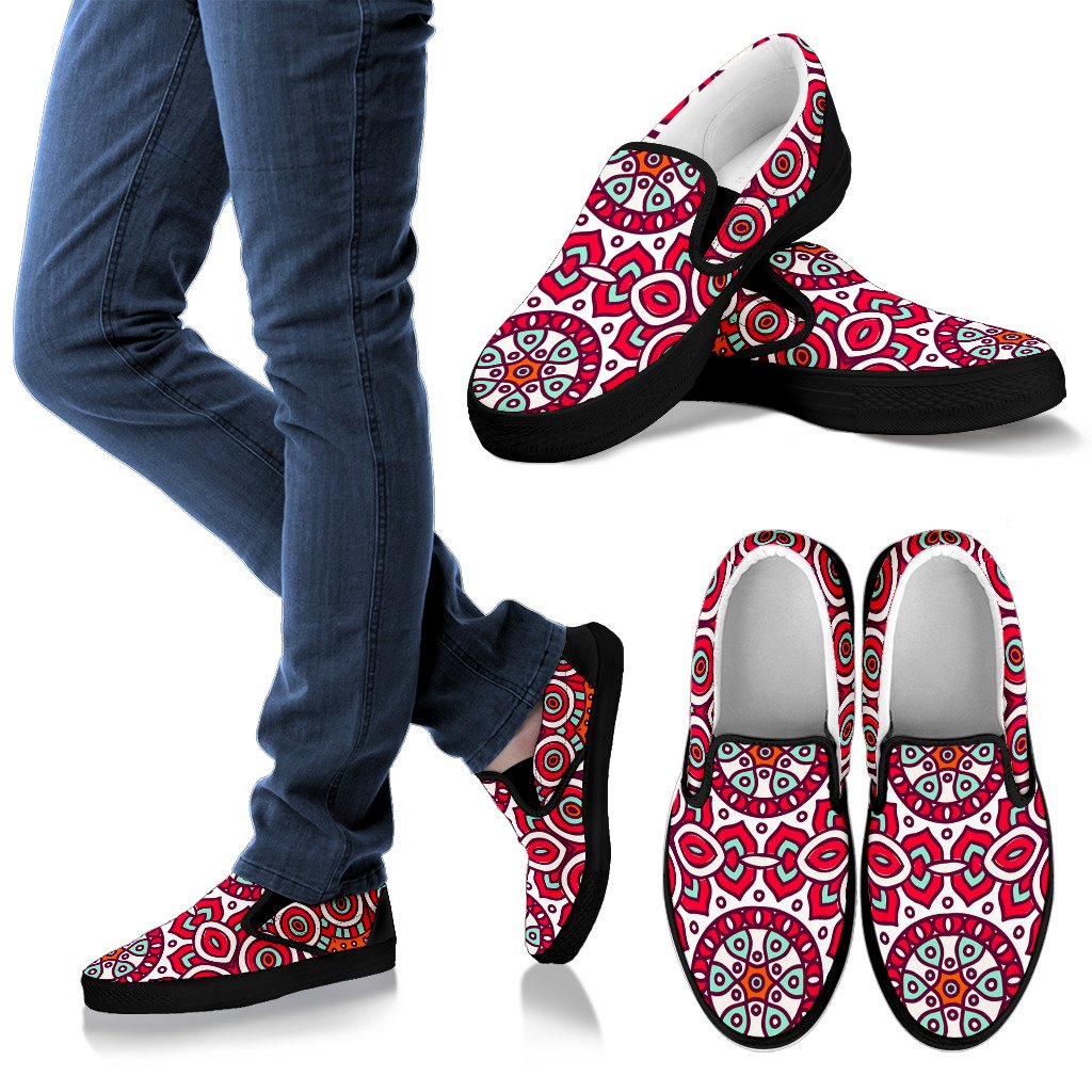 Vintage Indian Mandala Print Men's Slip On Shoes