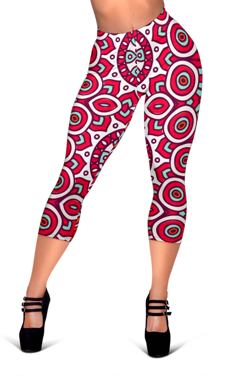 Vintage Indian Mandala Print Women's Capri Leggings