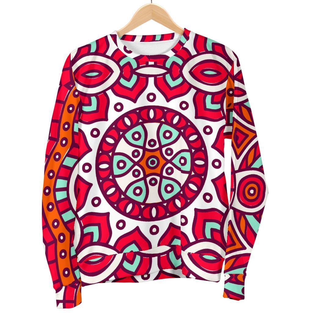 Vintage Indian Mandala Print Women's Crewneck Sweatshirt