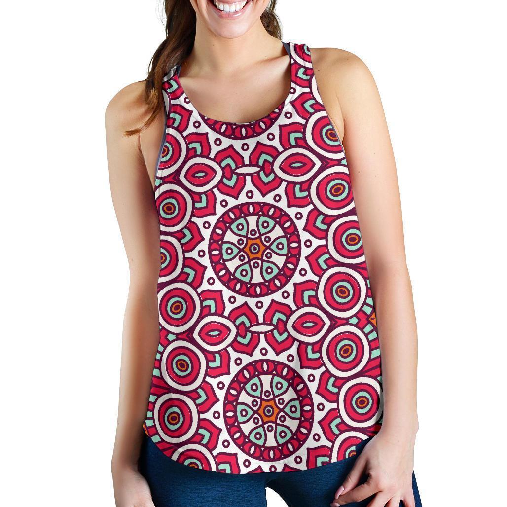 Vintage Indian Mandala Print Women's Racerback Tank Top