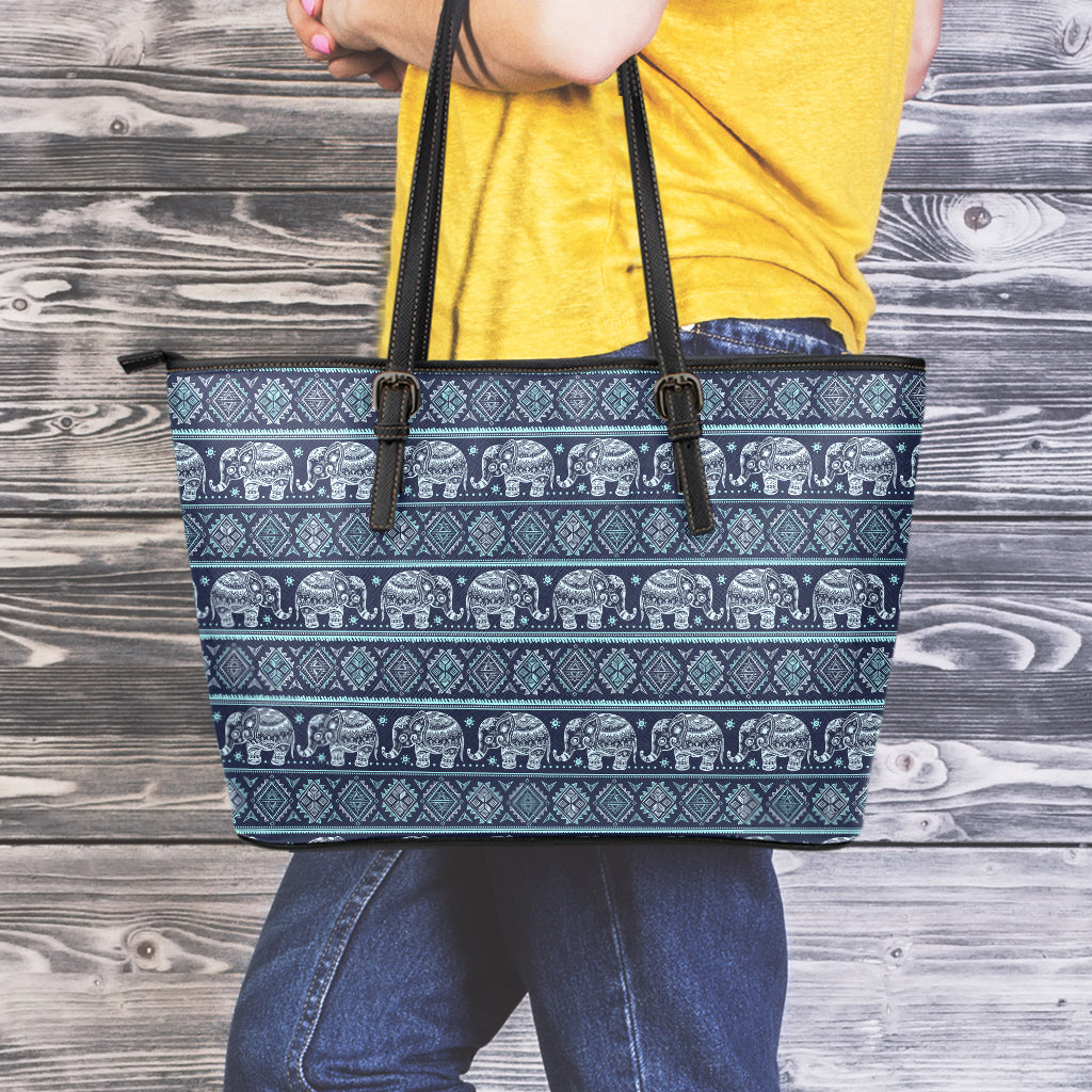 Vintage Indian Tribal Pattern Print Leather Tote Bag