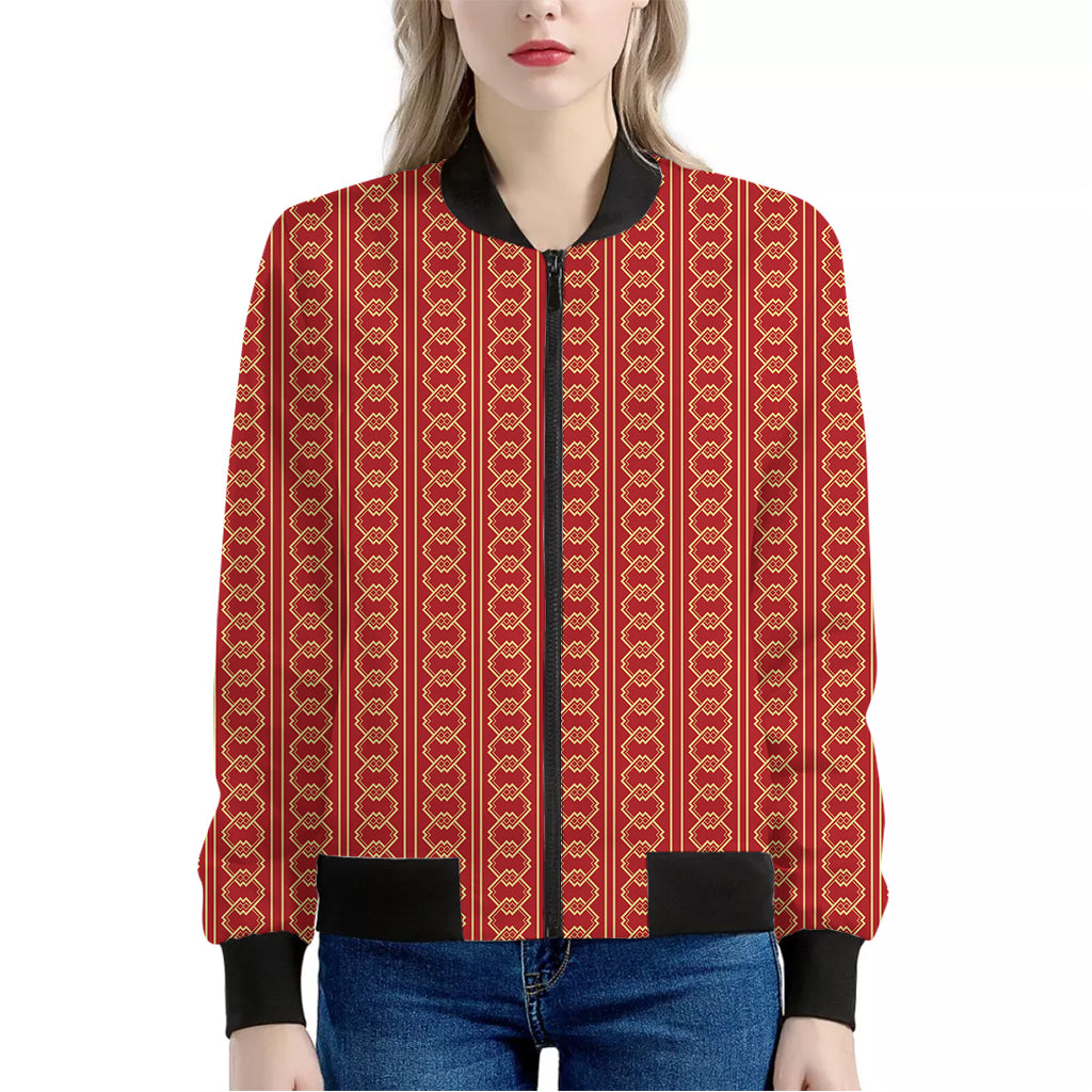 Vintage Japanese Pattern Print Women's Bomber Jacket