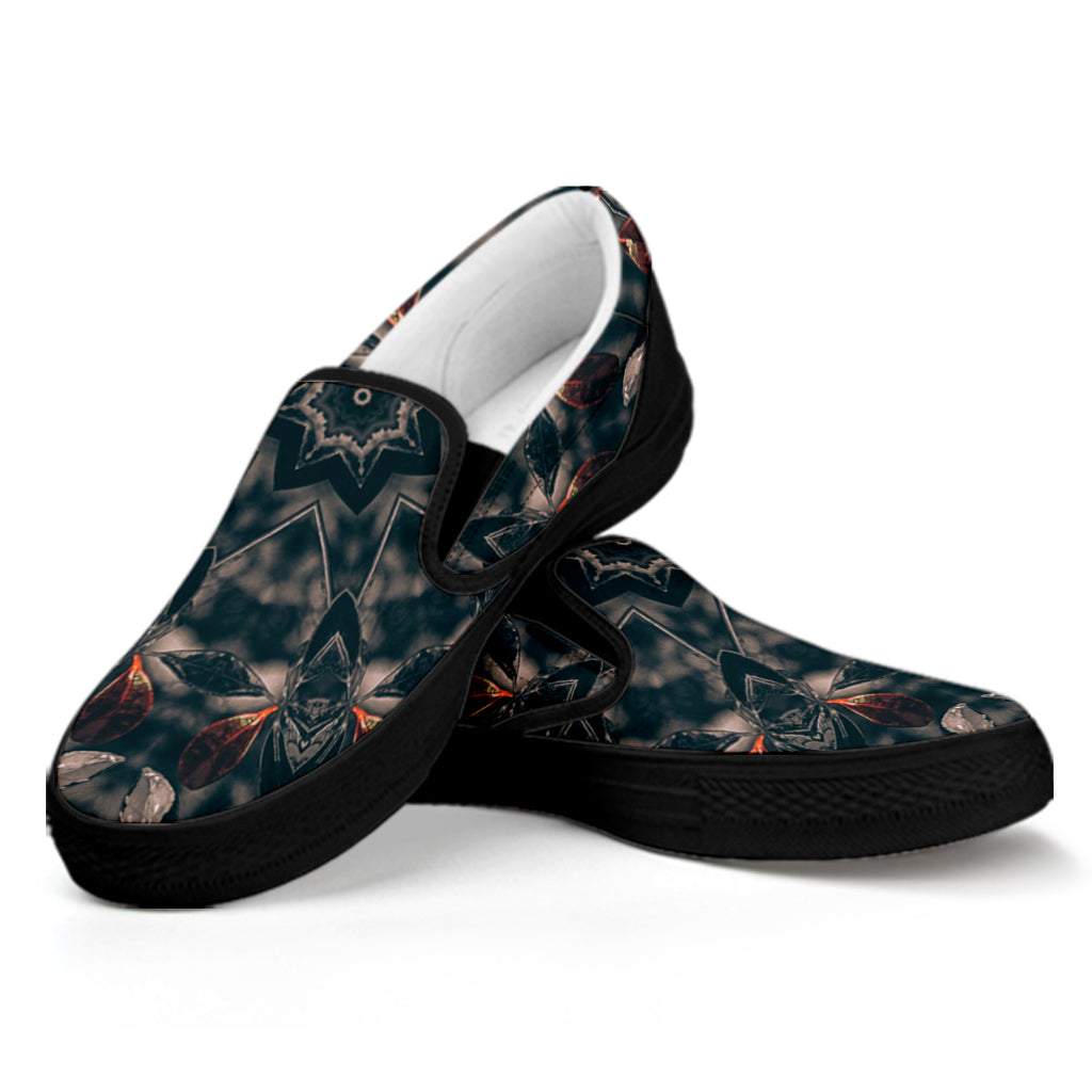 Vintage Kaleidoscope Print Black Slip On Shoes