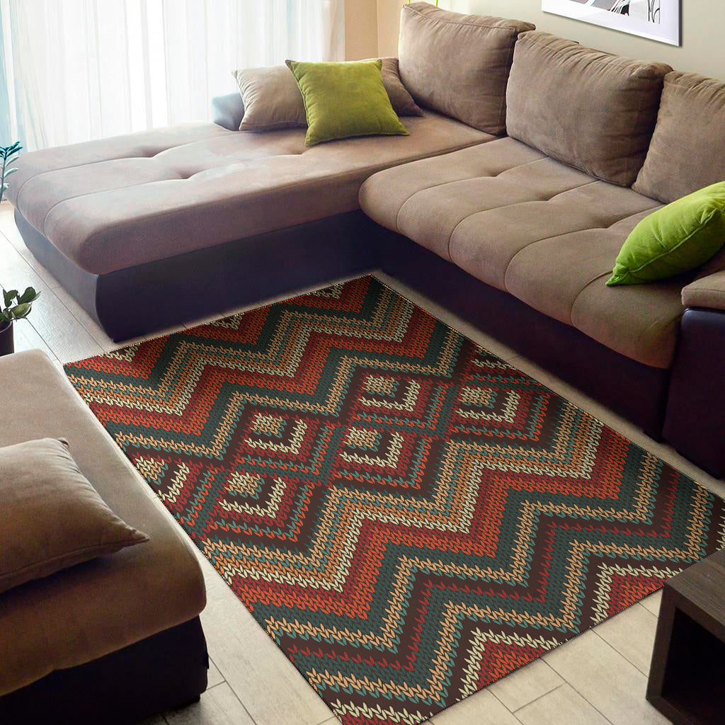 Vintage Knitted Pattern Print Area Rug