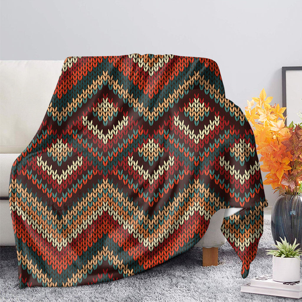 Vintage Knitted Pattern Print Blanket