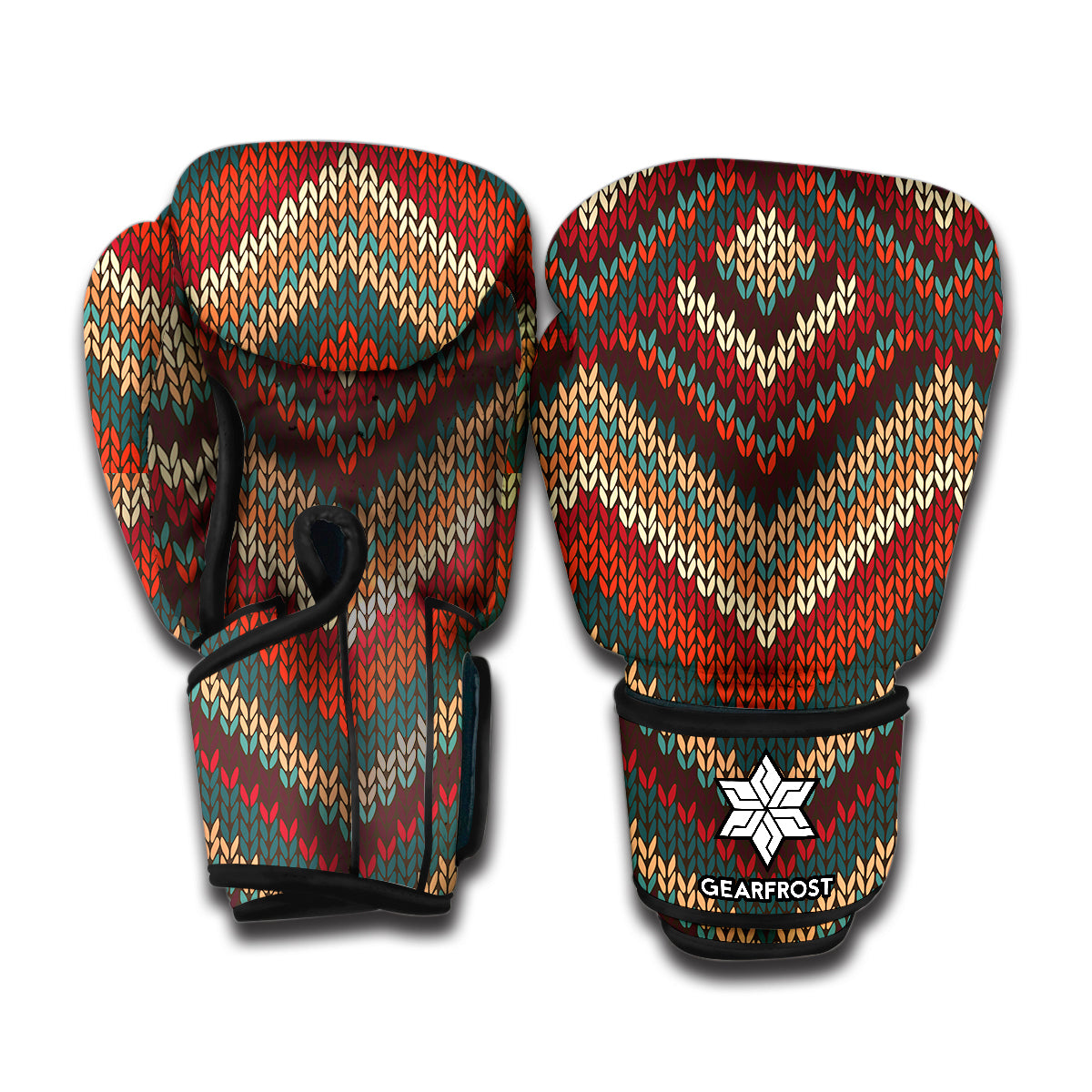 Vintage Knitted Pattern Print Boxing Gloves