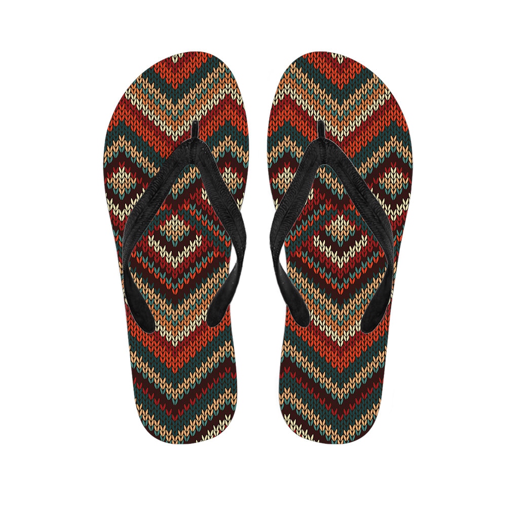 Vintage Knitted Pattern Print Flip Flops