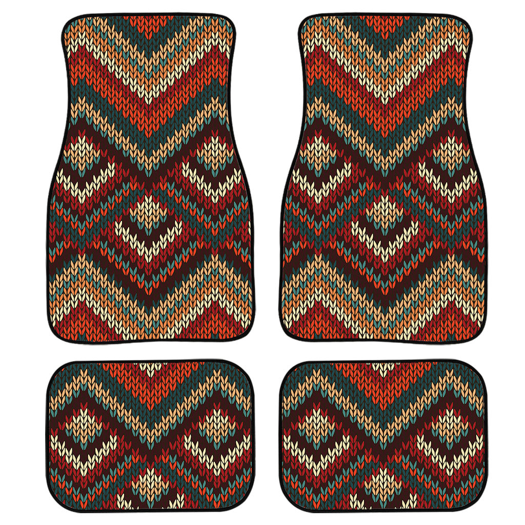 Vintage Knitted Pattern Print Front and Back Car Floor Mats