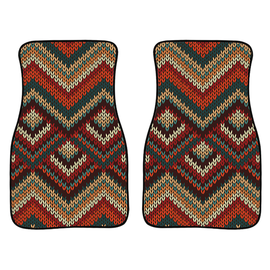 Vintage Knitted Pattern Print Front Car Floor Mats