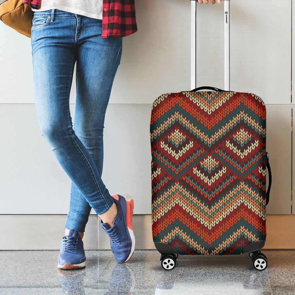 Vintage Knitted Pattern Print Luggage Cover