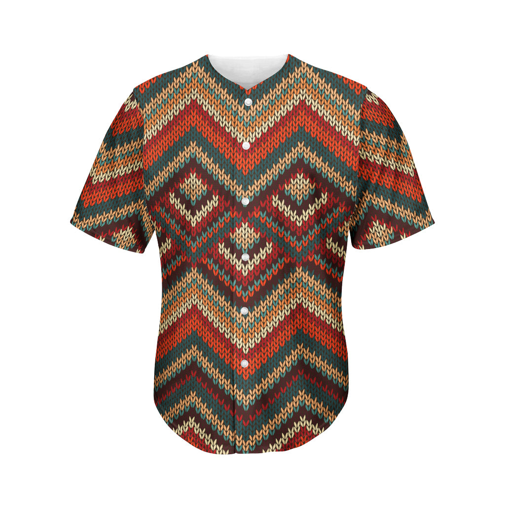 Vintage Knitted Pattern Print Men's Baseball Jersey