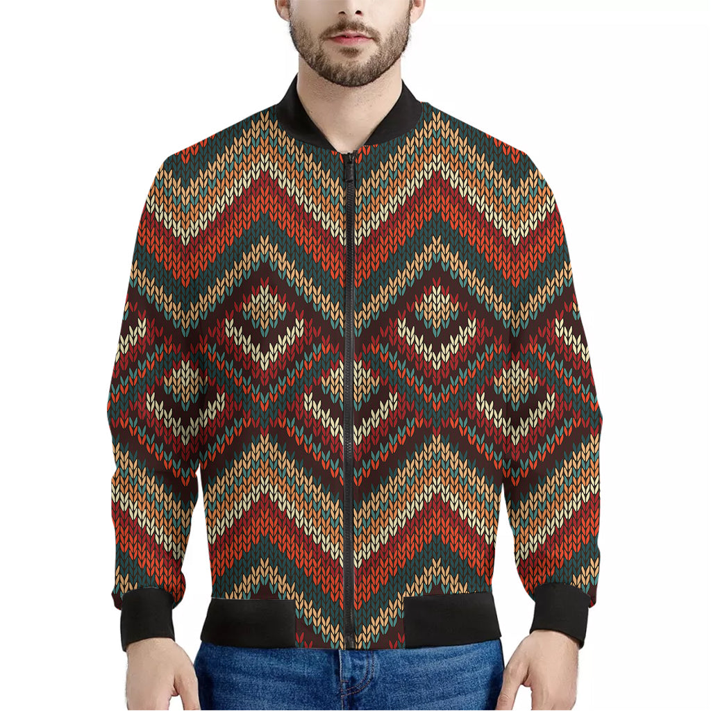 Vintage Knitted Pattern Print Men's Bomber Jacket