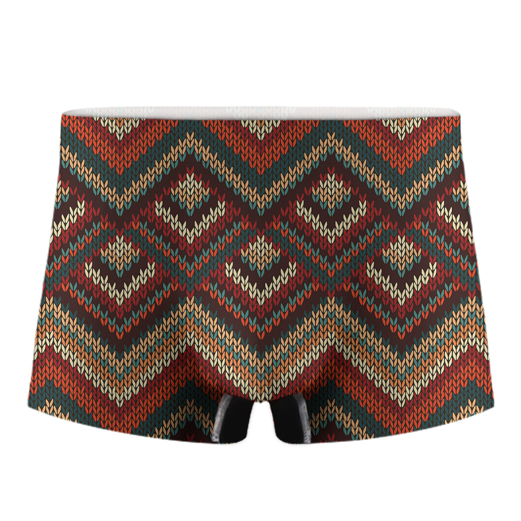 Vintage Knitted Pattern Print Men's Boxer Briefs