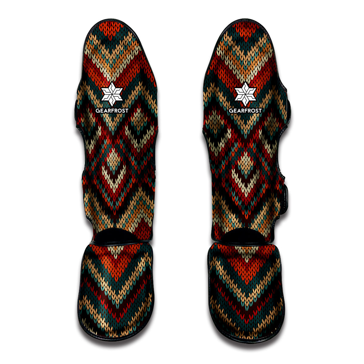 Vintage Knitted Pattern Print Muay Thai Shin Guards