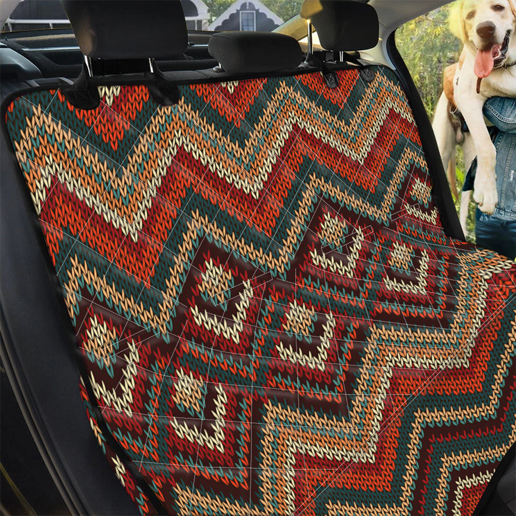 Vintage Knitted Pattern Print Pet Car Back Seat Cover