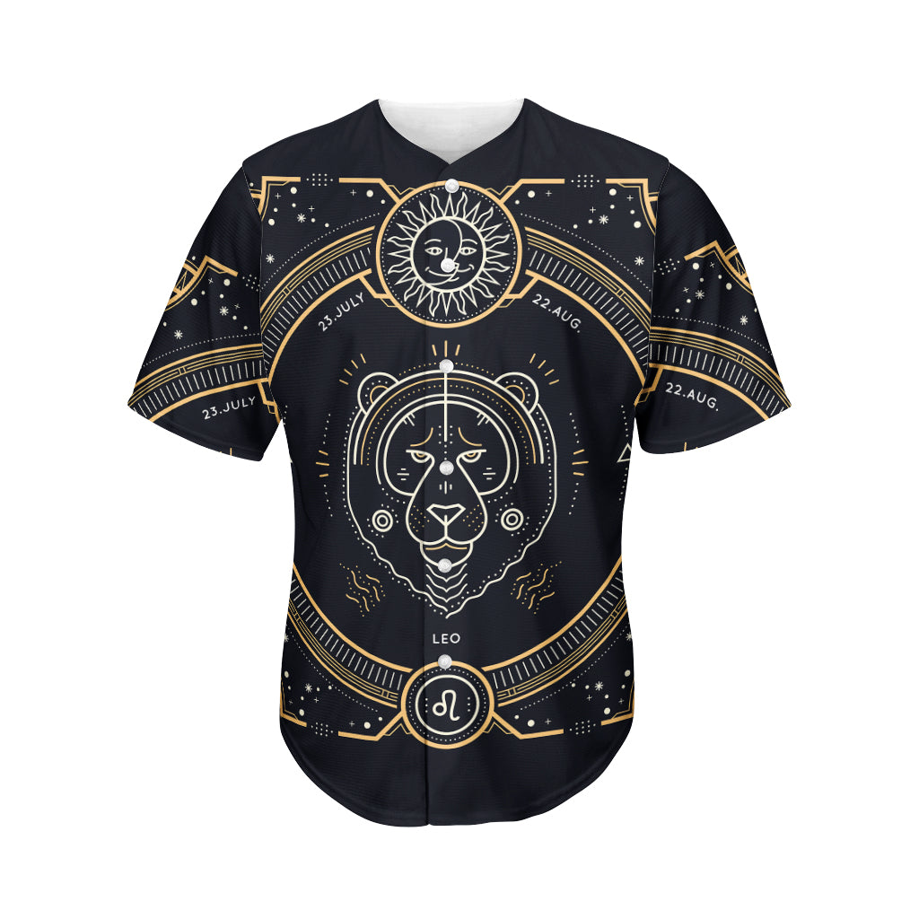 Vintage Leo Zodiac Sign Print Men's Baseball Jersey