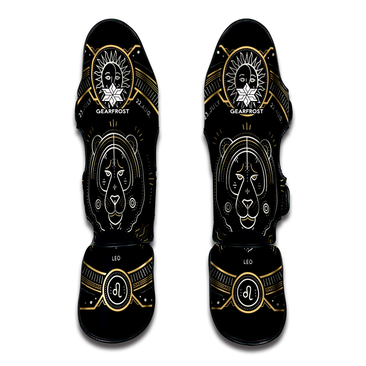 Vintage Leo Zodiac Sign Print Muay Thai Shin Guards