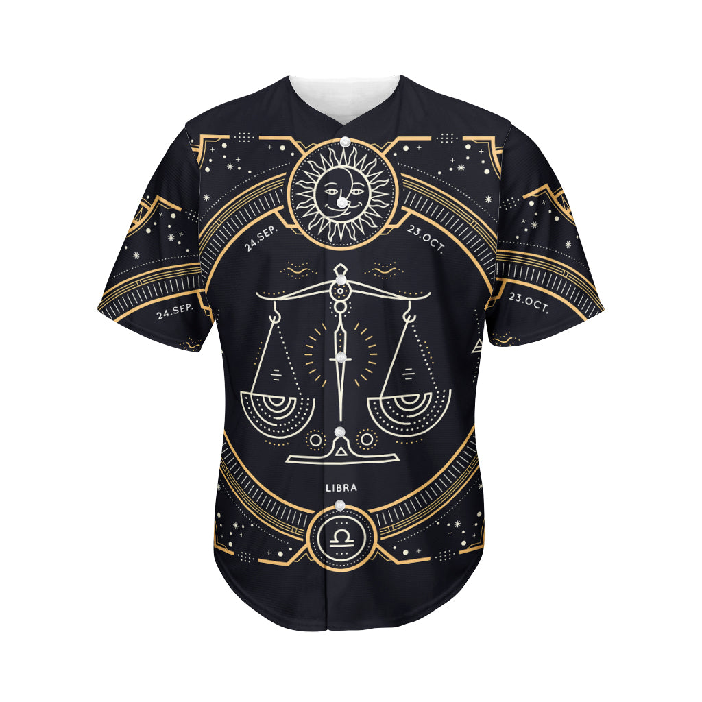 Vintage Libra Zodiac Sign Print Men's Baseball Jersey